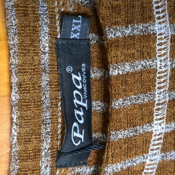 PAPA VANCOUVER* dk mustard striped long sleeve one pkt round neck tunic top XXL - Picture 7 of 11